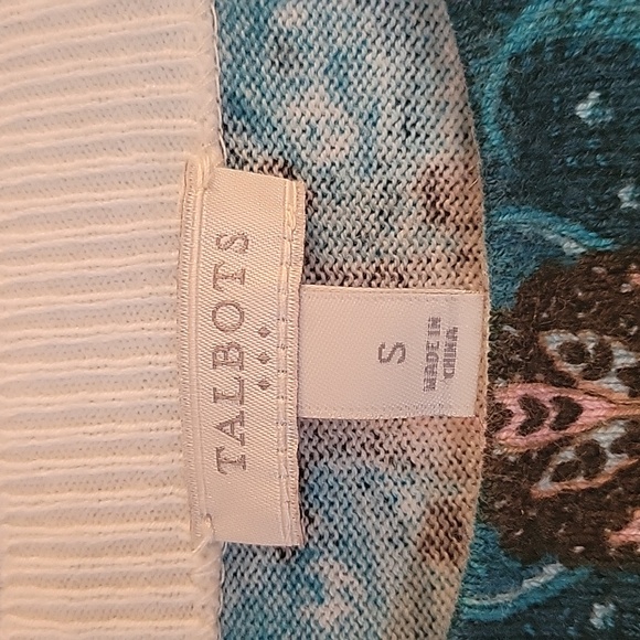 Talbots teal and olive Paisley Print Women's Top small - Picture 3 of 5